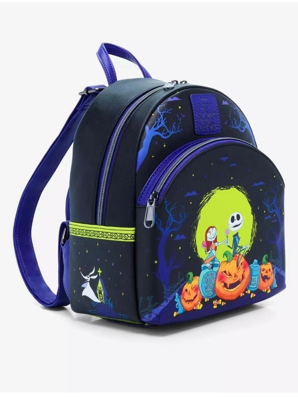 Loungefly NBC Jack & Sally Pumpkins Mini Backpack/Coin Purse - Picture 3 of 9